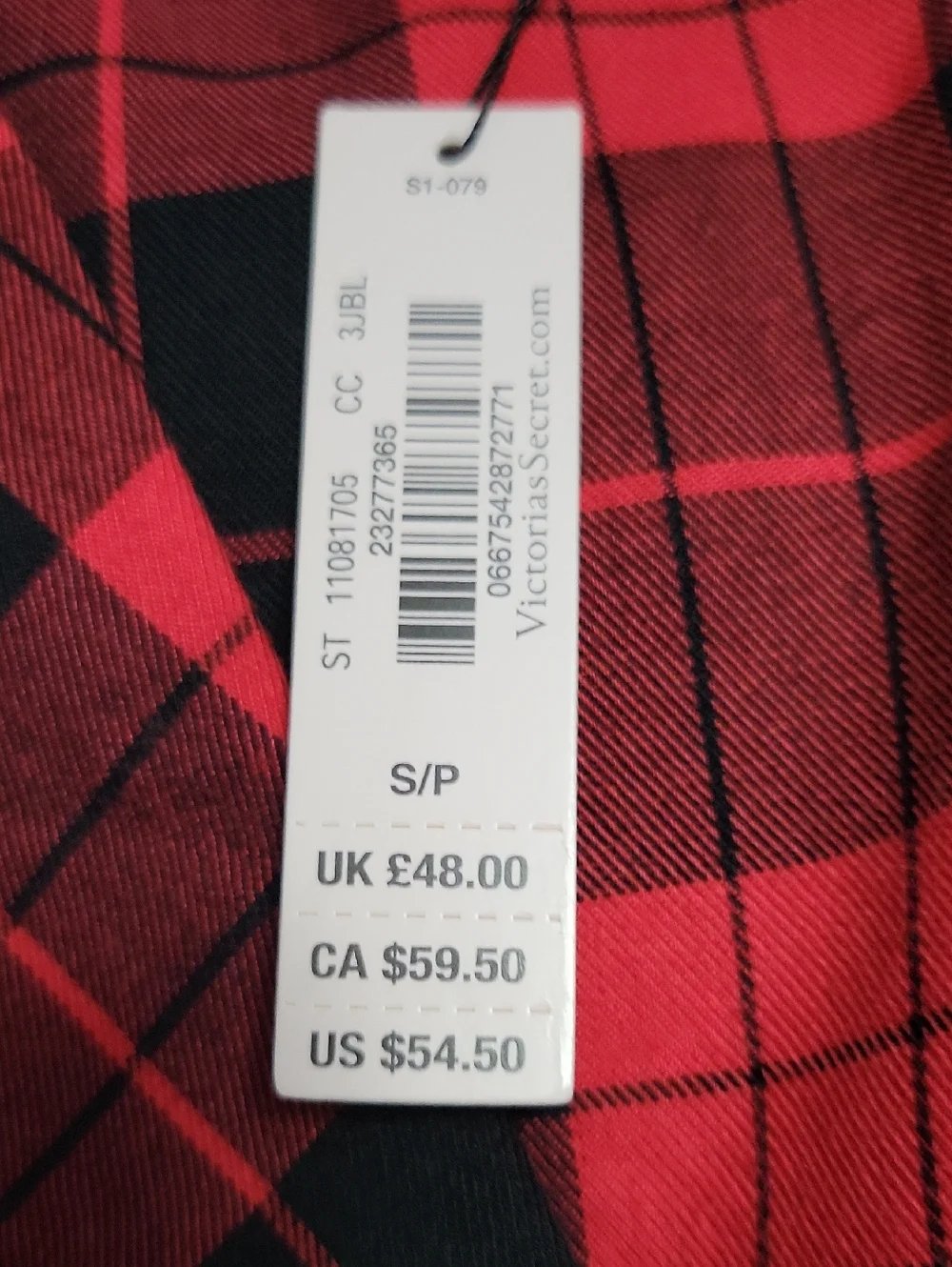 Victoria's Secret Red and Black Buffalo Plaid Pajama Shirt, Size Small